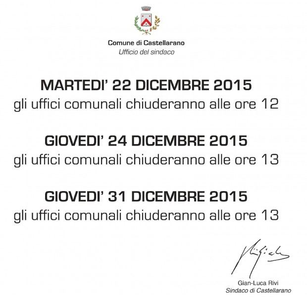 Chiusura uffici 2015 natale