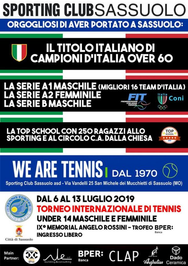 Tennis Sporting Club: la squadra maschile over 60 vince il titolo italiano, i ragazzi (Bettini, Marchetti, Magri, Mazzoli) conquistano la serie B
