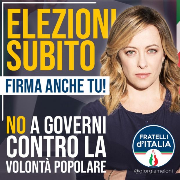 Banchetto di Fratelli d’Italia a Formigine per chiedere ELEZIONI SUBITO