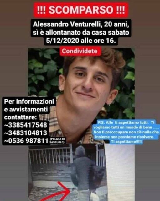 Intense ricerche per ritrovare Alessandro: disperato appello per aiutare a ritrovarlo…