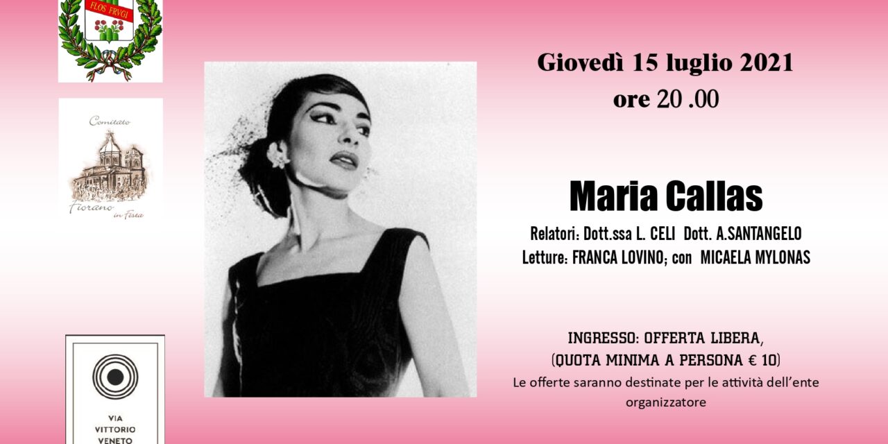Cenacolo letterario: approfondimento su Maria Callas al Centro Via Vittorio Veneto