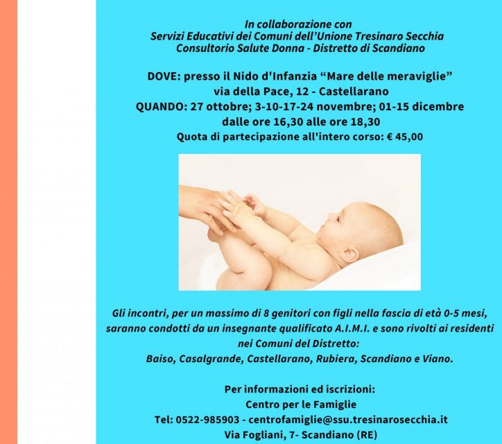 Dal 27 ottobre a Castellarano un corso di massaggio neonatale