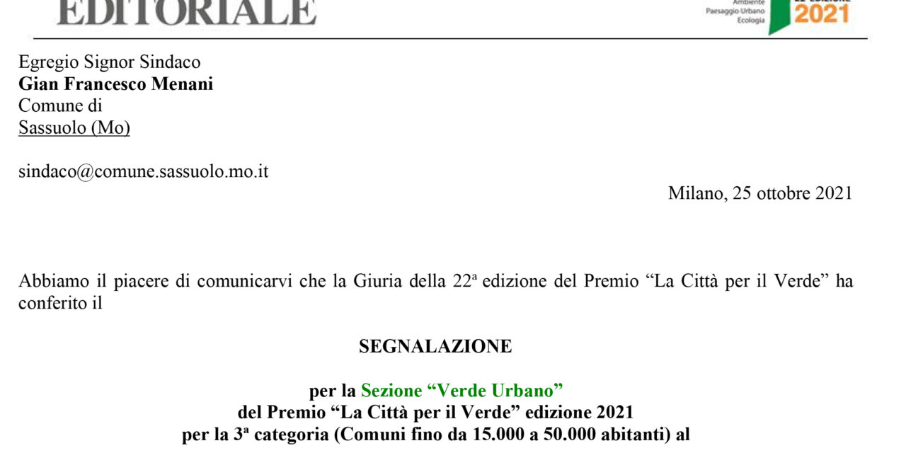 A SASSUOLO “LA CITTÀ PER IL VERDE”