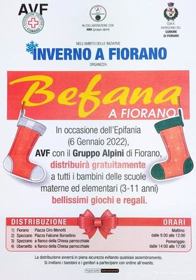 Epifania a Fiorano: mercato, distribuzione gratuita di giochi e regali per i bambini a cura di AVF, spettacolo teatrale per famiglie all’Astoria.