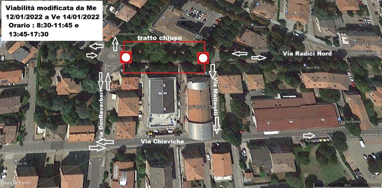 Lavori su via Radici Nord da mercoledì 12 a venerdì 14 gennaio 2022