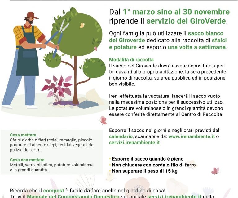 Dal 1° marzo fino al 30 novembre riprende il servizio del GiroVerde