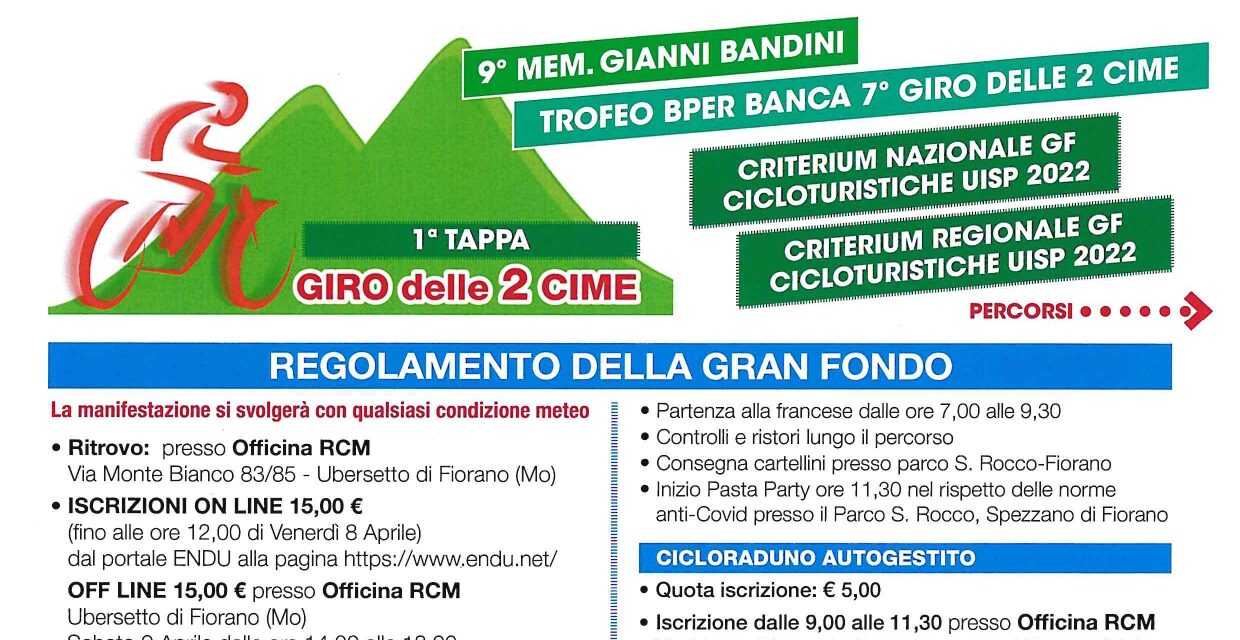 Domenica la 1° Gara di Gran Fondo Fiorano