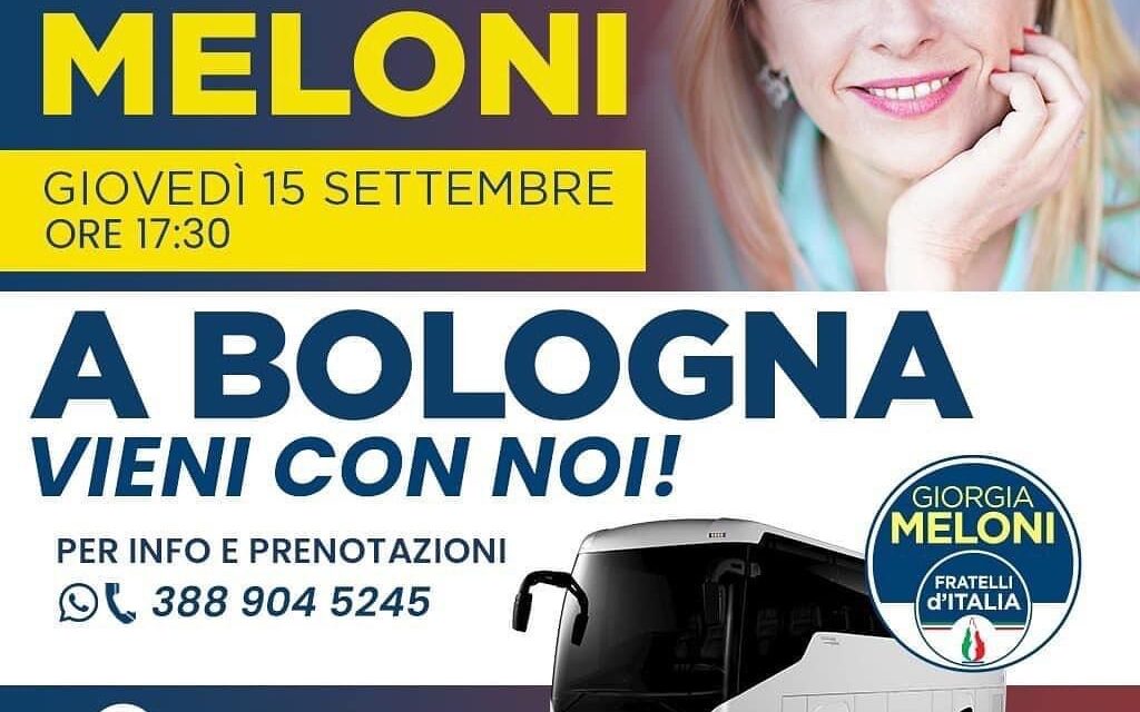 Giorgia Meloni a Bologna, il gruppo sassolese FdI invita a partecipare all’evento