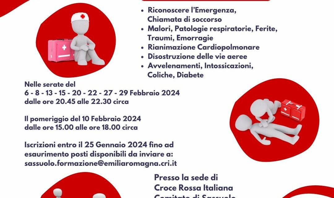 A Febbraio parte in  CRI Sassuolo il Corso di Primo Soccorso per la Popolazione