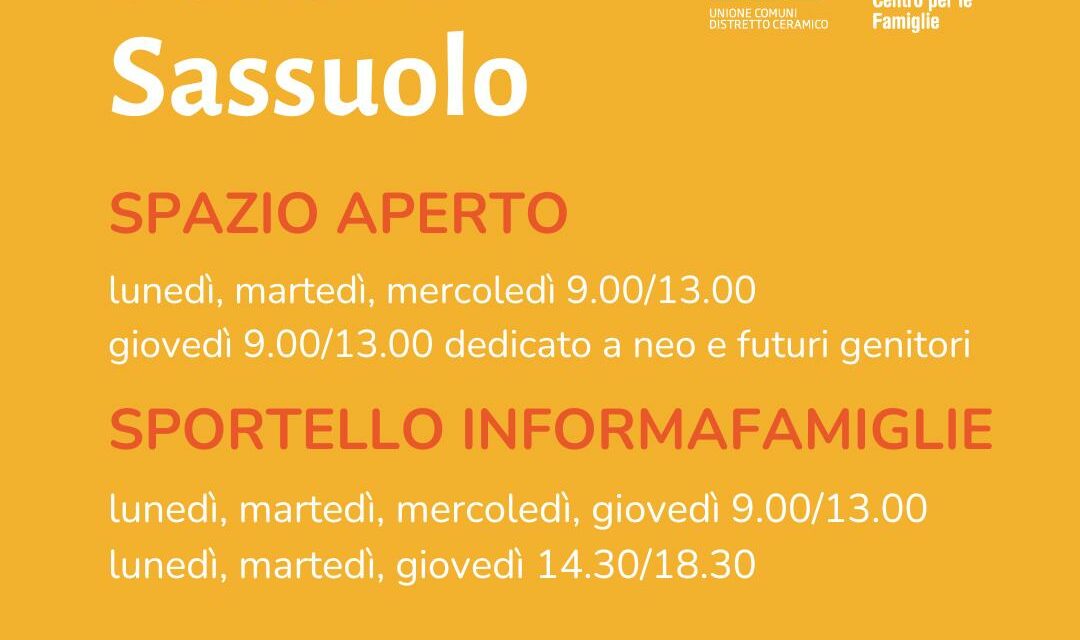 ESTATE  2024  Gli APPUNTAMENTI DEL CENTRO PER LE FAMIGLIE- sede di Sassuolo