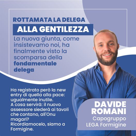 Critiche di Romani (Lega) alla nuova gestione cittadina per lo stile formale lacunoso; speriamo ci sia sostanza per la Formigine che verrà