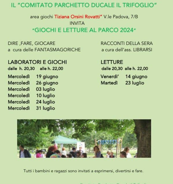 Giochi e letture al Parchetto Ducale il Trifoglio