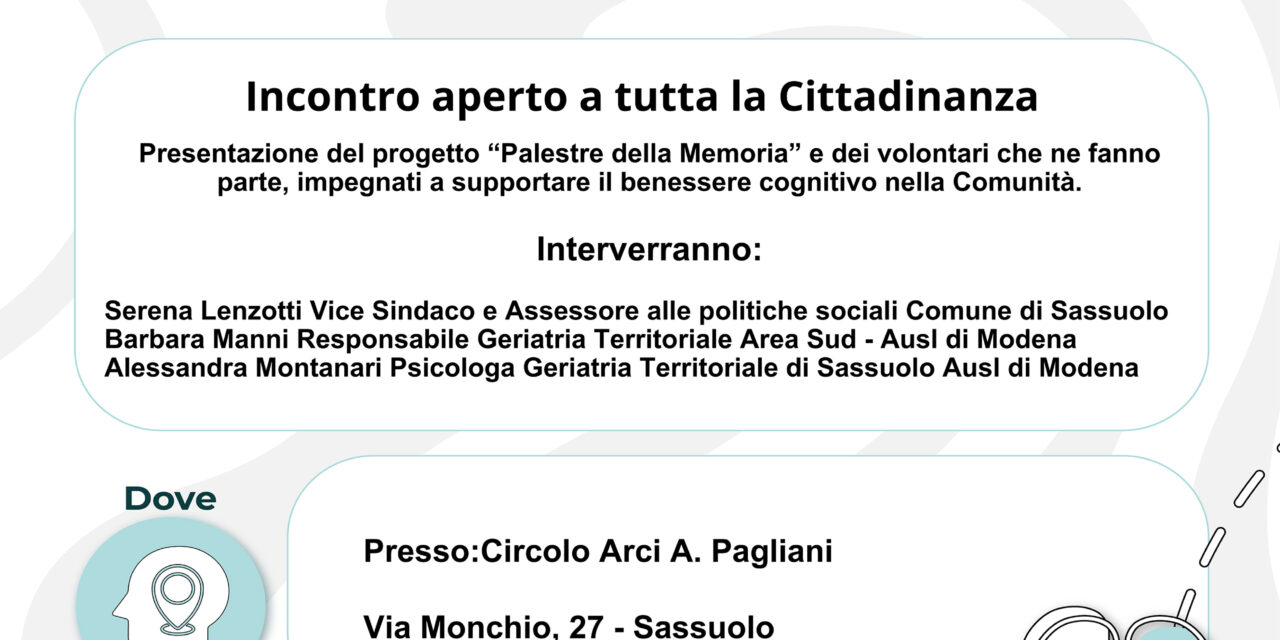 LE PALESTRE DELLA MEMORIA  Martedì al circolo Pagliani