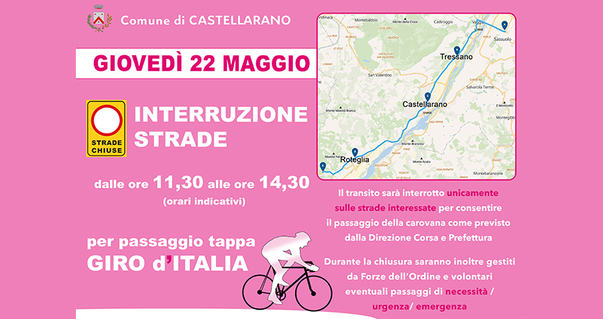 108° Giro d’Italia: i provvedimenti adottati per giovedì 22 maggio