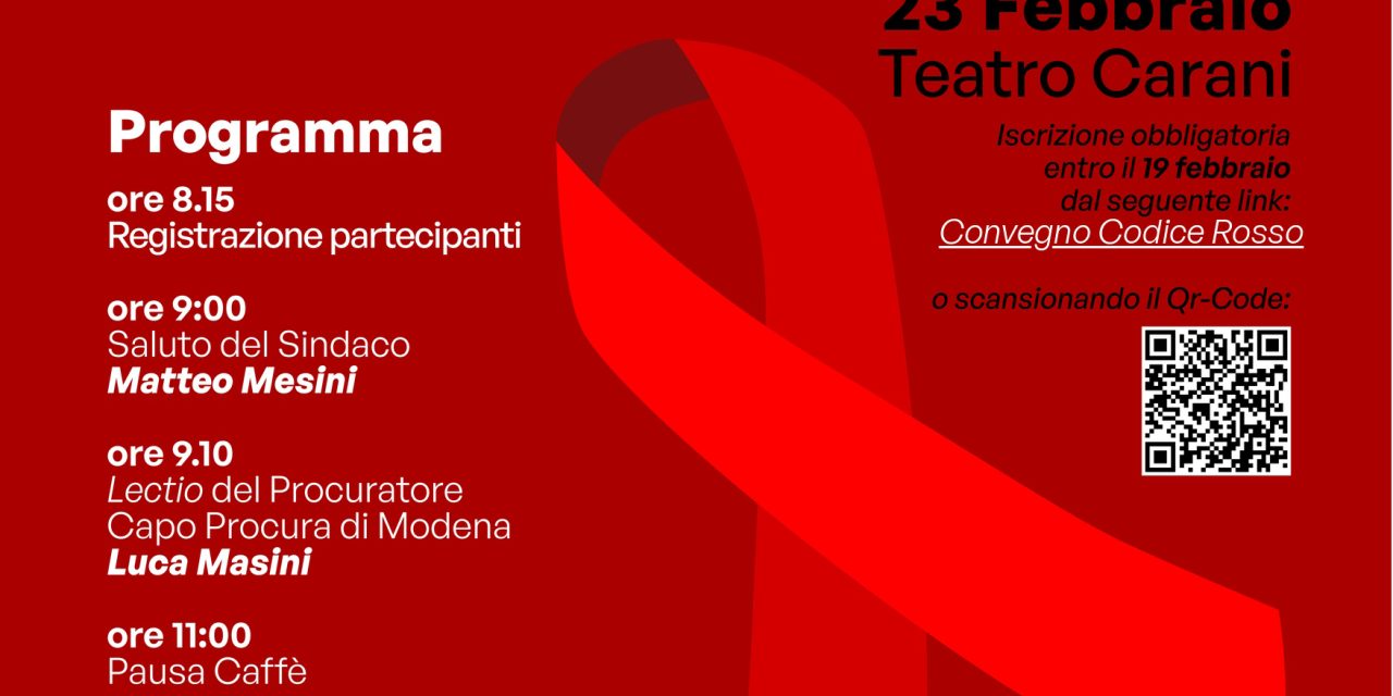 IL CODICE ROSSO  Lunedì il Convegno al teatro Carani