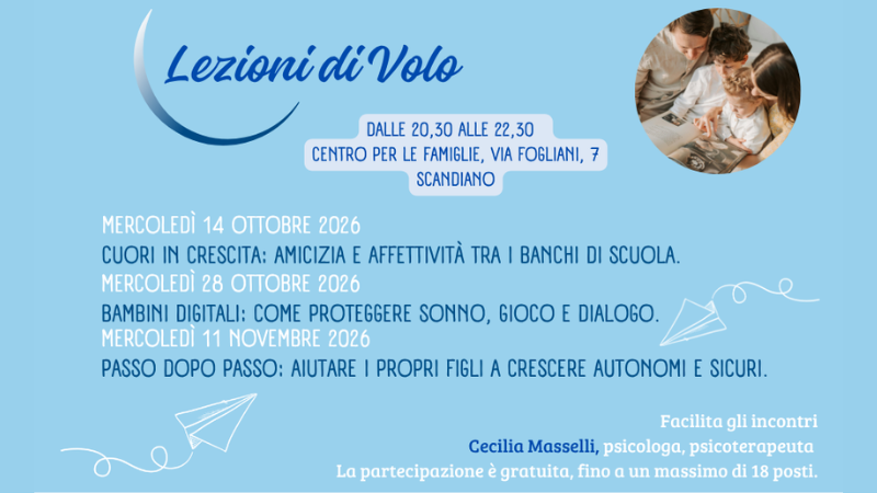Lezioni di Volo: mercoledì 14 ottobre il via al ciclo di incontri